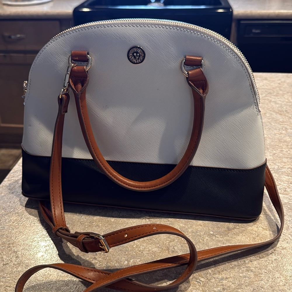Anne Klein White and Black Shoulder Bag